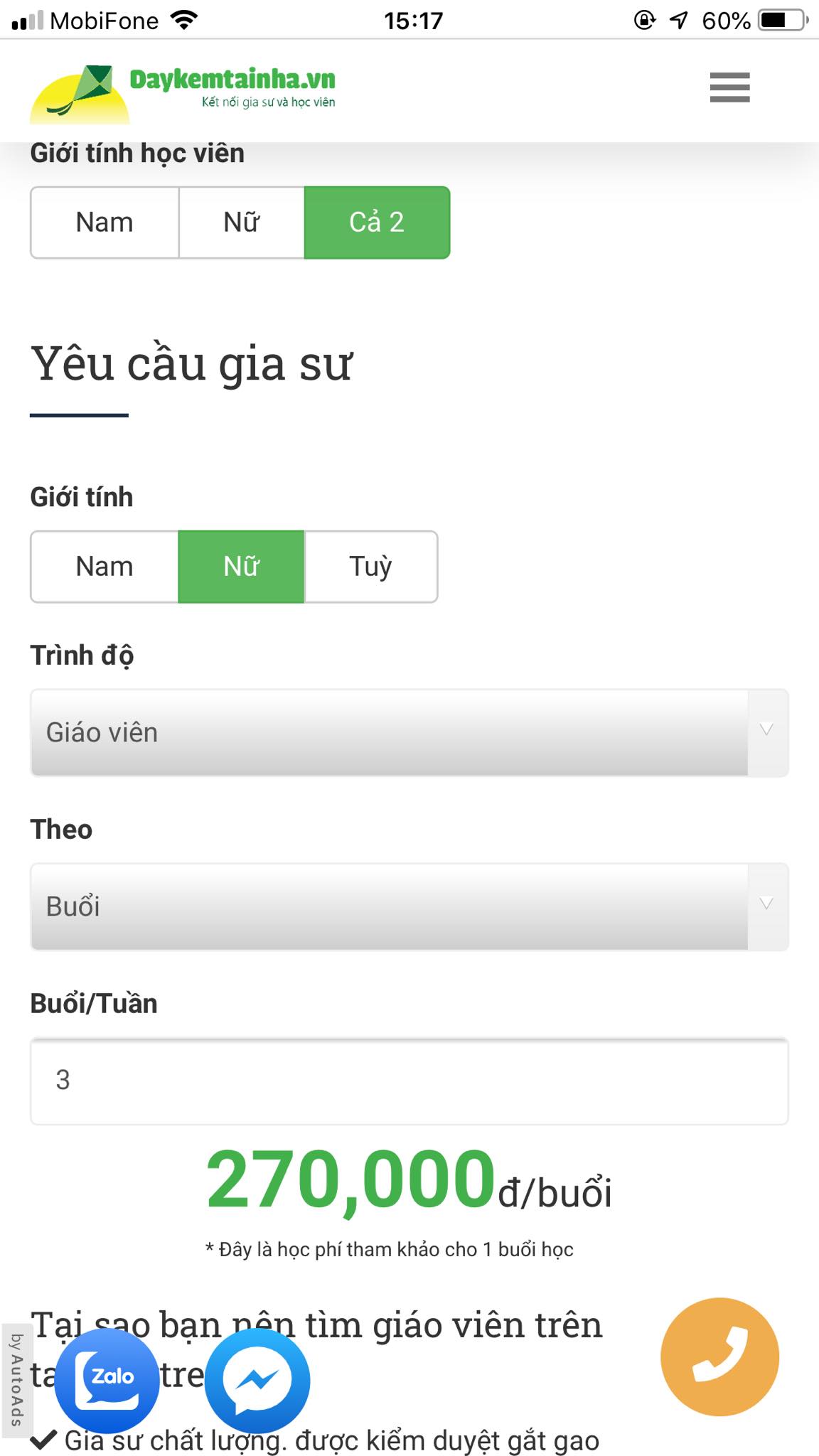 Học phí tiếng Anh Online